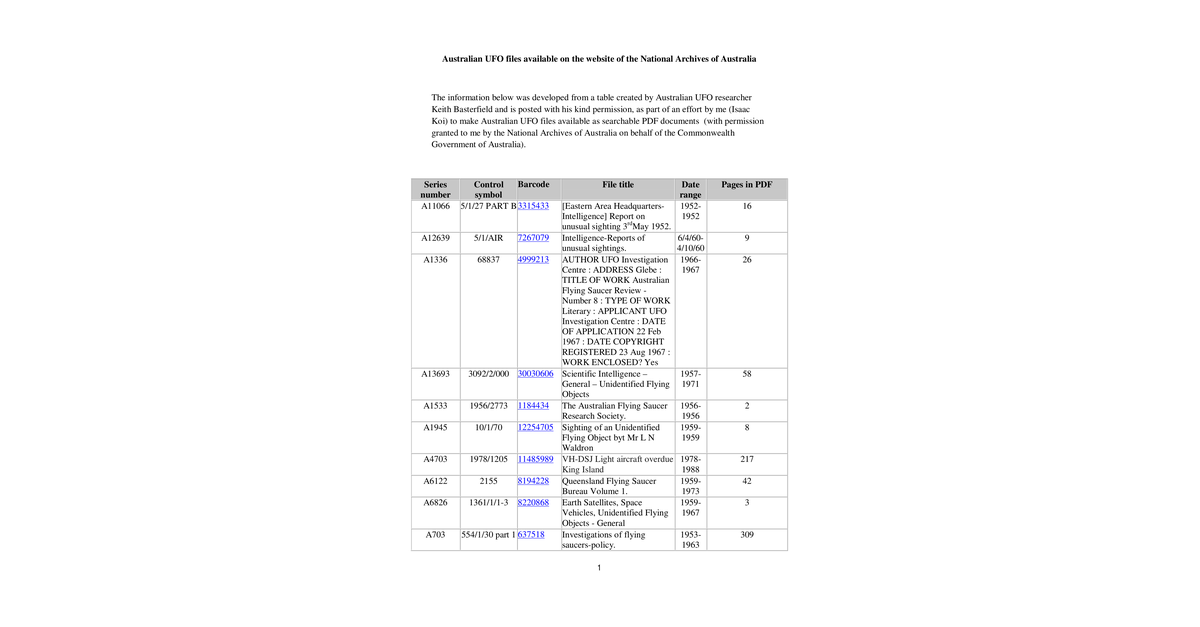 0 Foia Australia National Archives File Numbers Notes