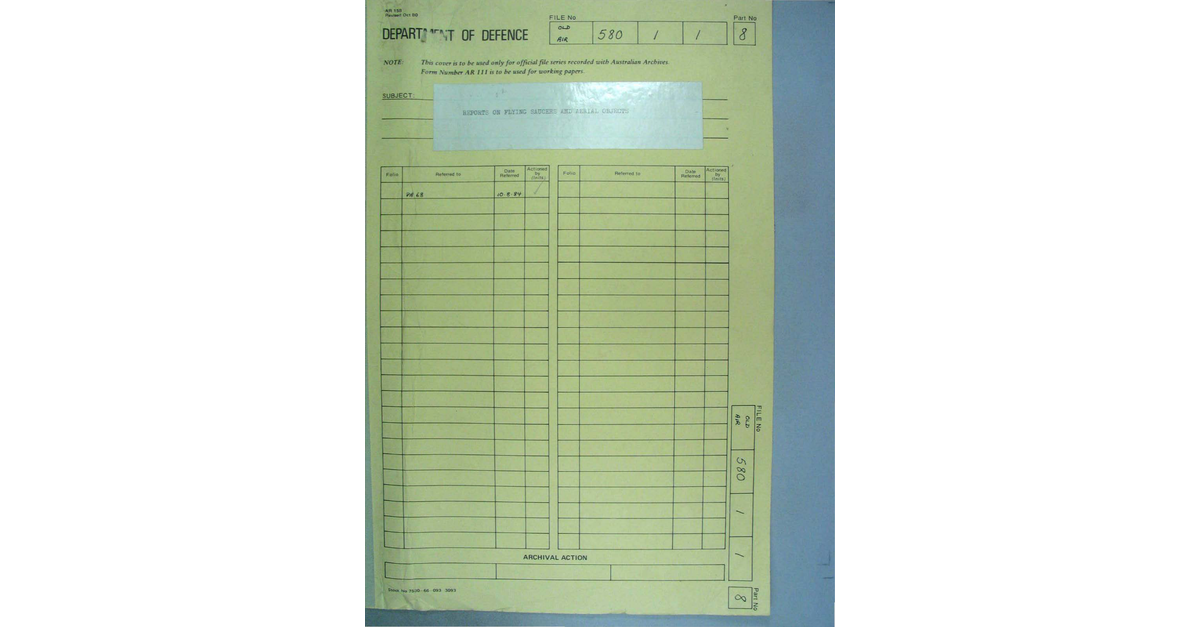 Australia UFO Disclosure 13, 251p File A703 580 1 1 Part 8 646552
