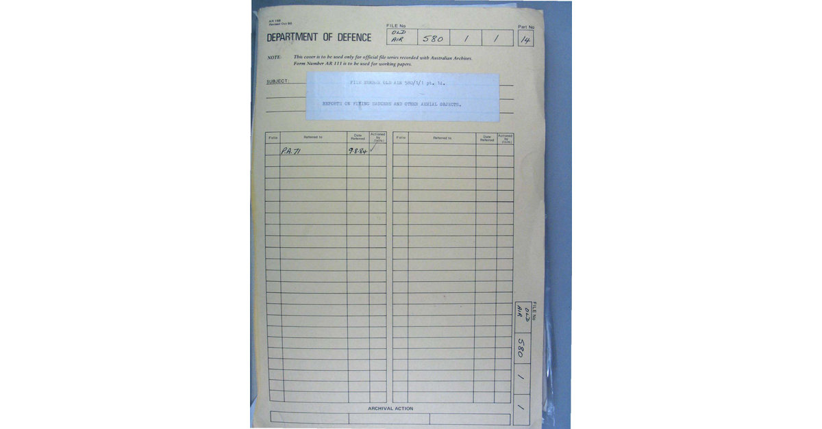 Australia UFO Disclosure 18, 182p File A703 580 1 1 Part 14 646566