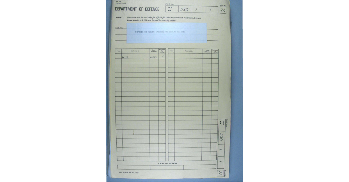 Australia UFO Disclosure 26, 165p File A703 580 1 1 Part 22 646580