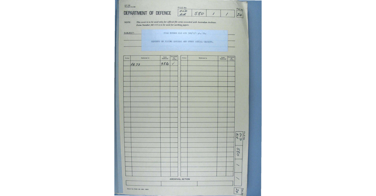 Australia UFO Disclosure 28, 167p File A703 580 1 1 Part 24 646583