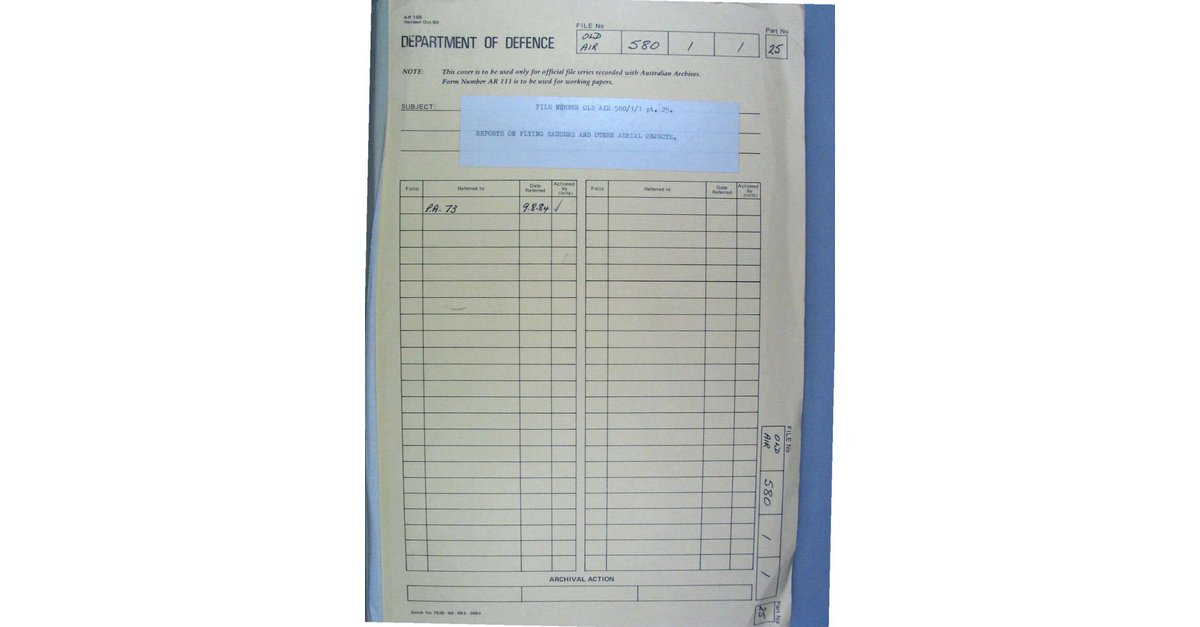 Australia UFO Disclosure 29, 124p File A703 580 1 1 Part 25 646584