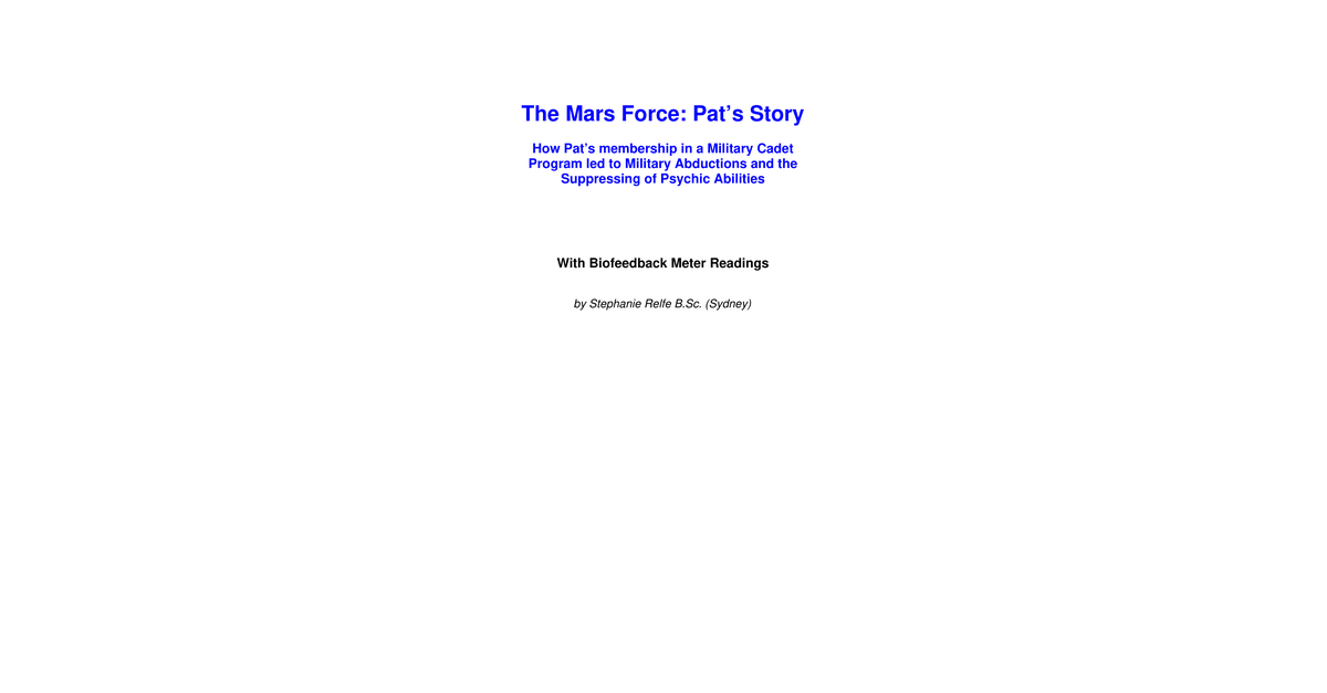 Stephanie Relfe The Mars Force 1