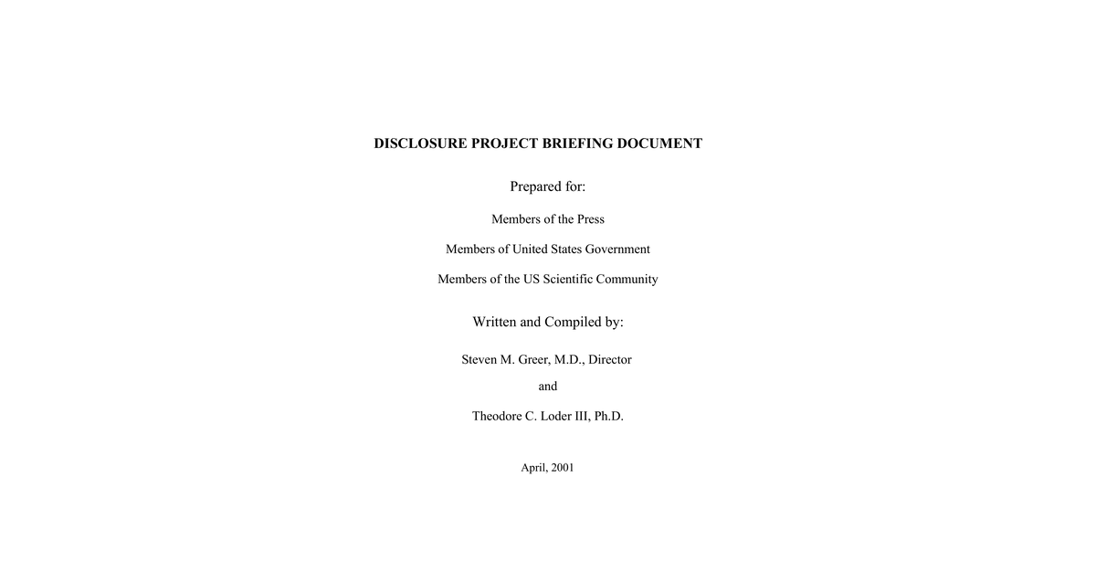 Steven Greer Disclosure Project Briefing Documents 494p