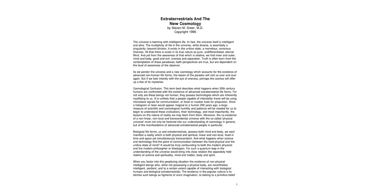 Steven Greer Extraterrestrials And The New Cosmology, 10p