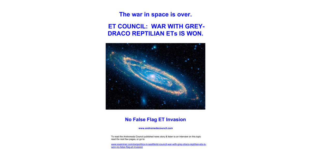 Tolec ET Council War With Grey Draco Reptilian ETs Is Won (Andromeda Council) Exopolitics, 11p