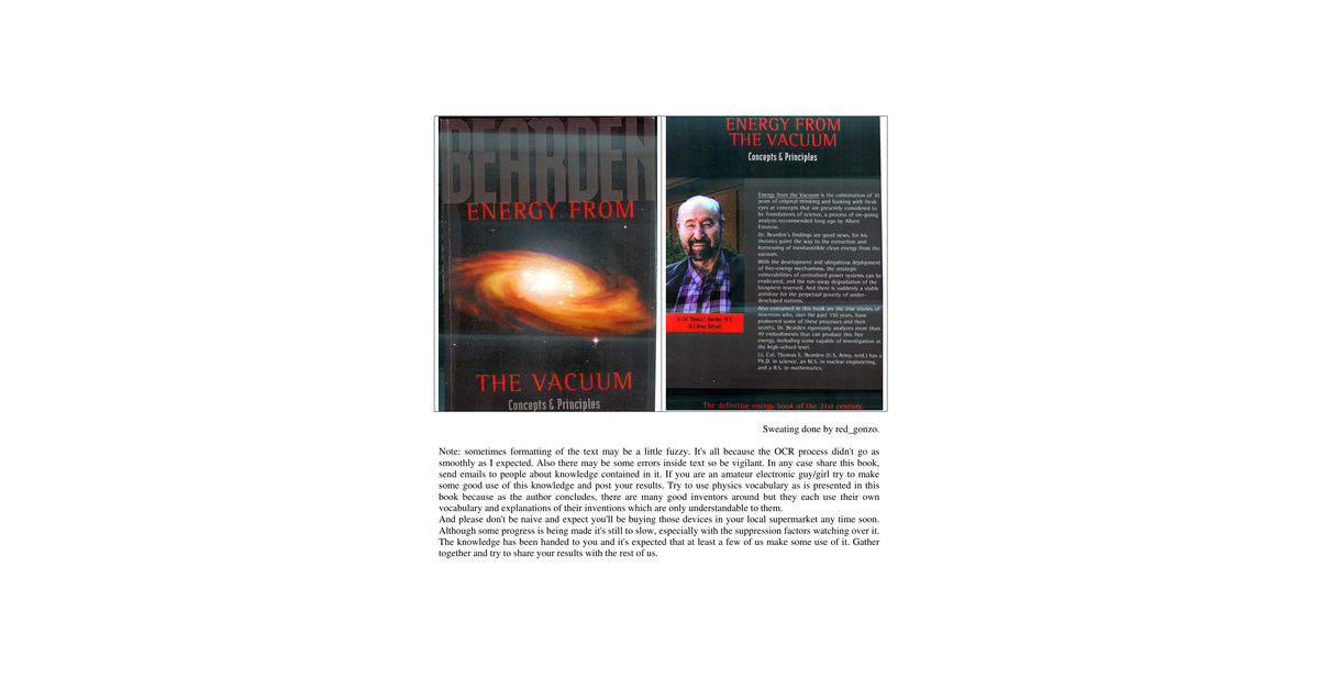 Tom Bearden Energy From The Vacuum Concepts And Principles FULL BOOK, 894p