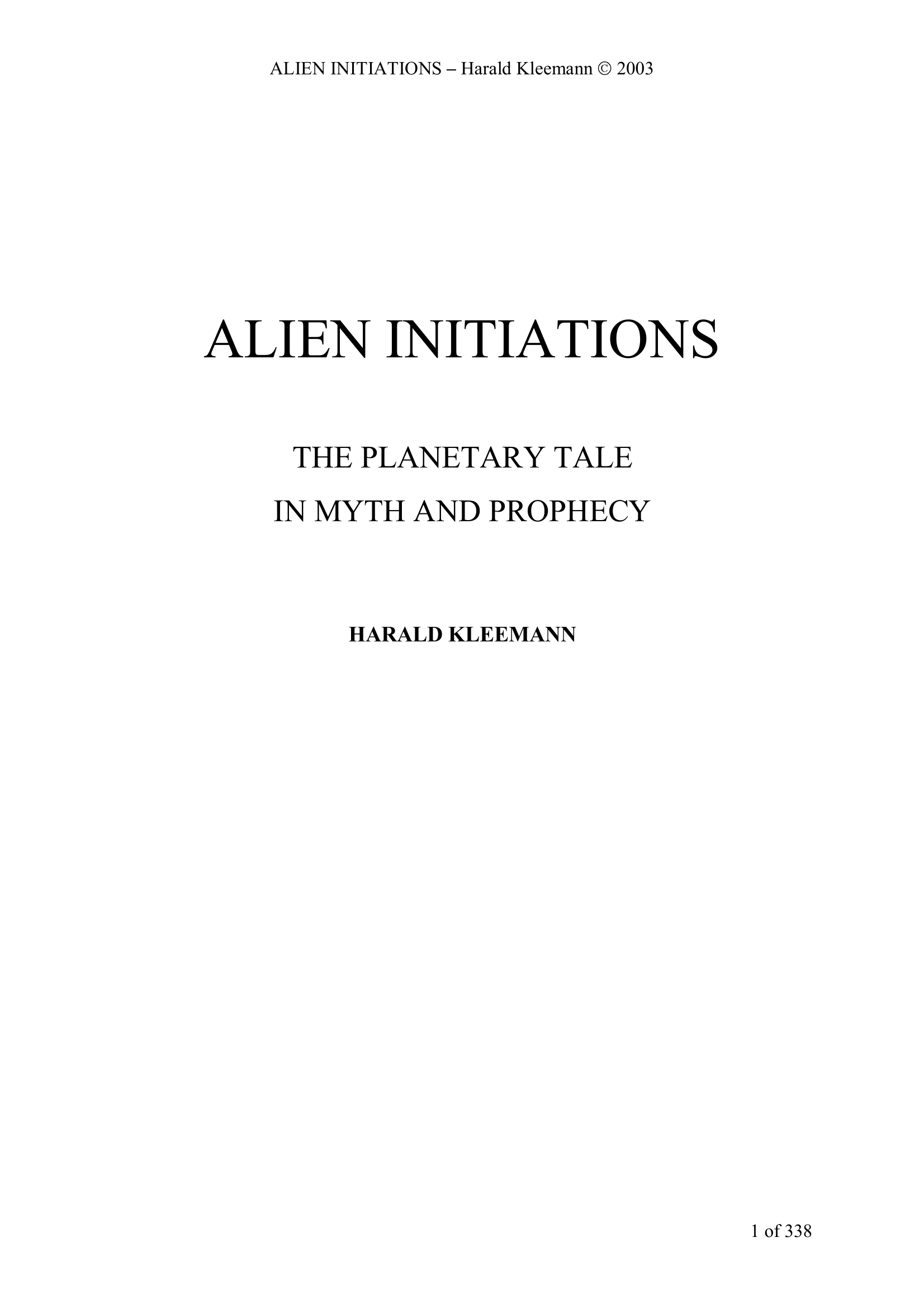 Alien Initiations Harald Kleemann