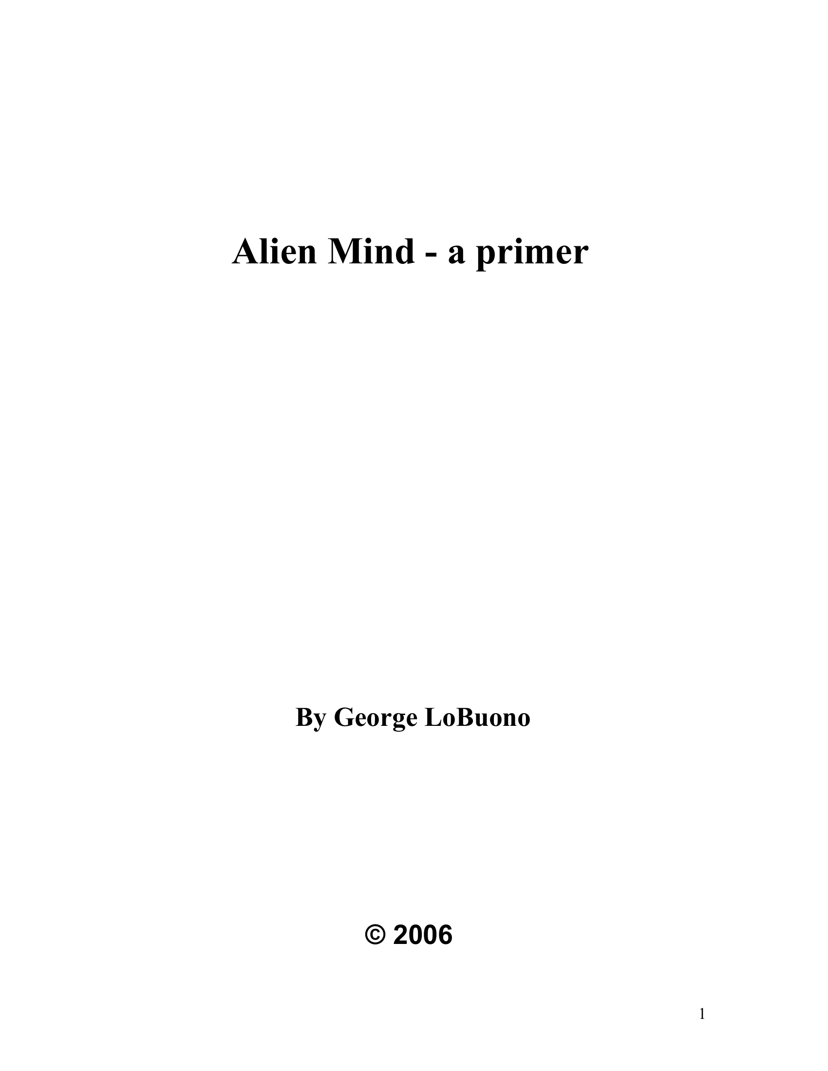 Alien Mind A Primer George LoBuono