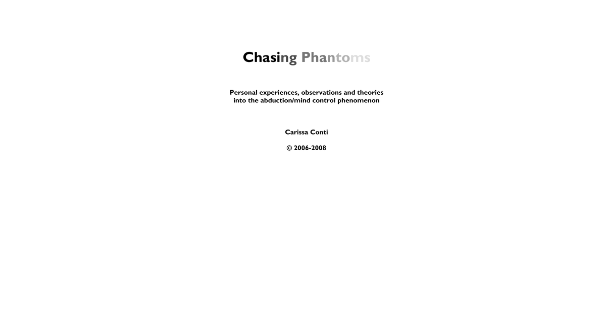 Chasing Phantoms Carissa Conti