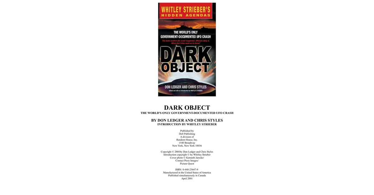 Dark Object Don Ledger And Chris Styles