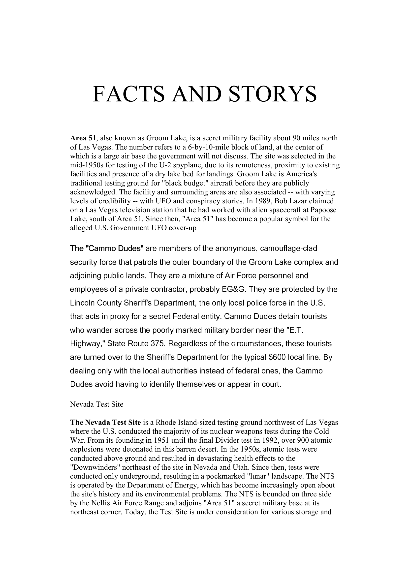 Facts And Stories Unknown Author