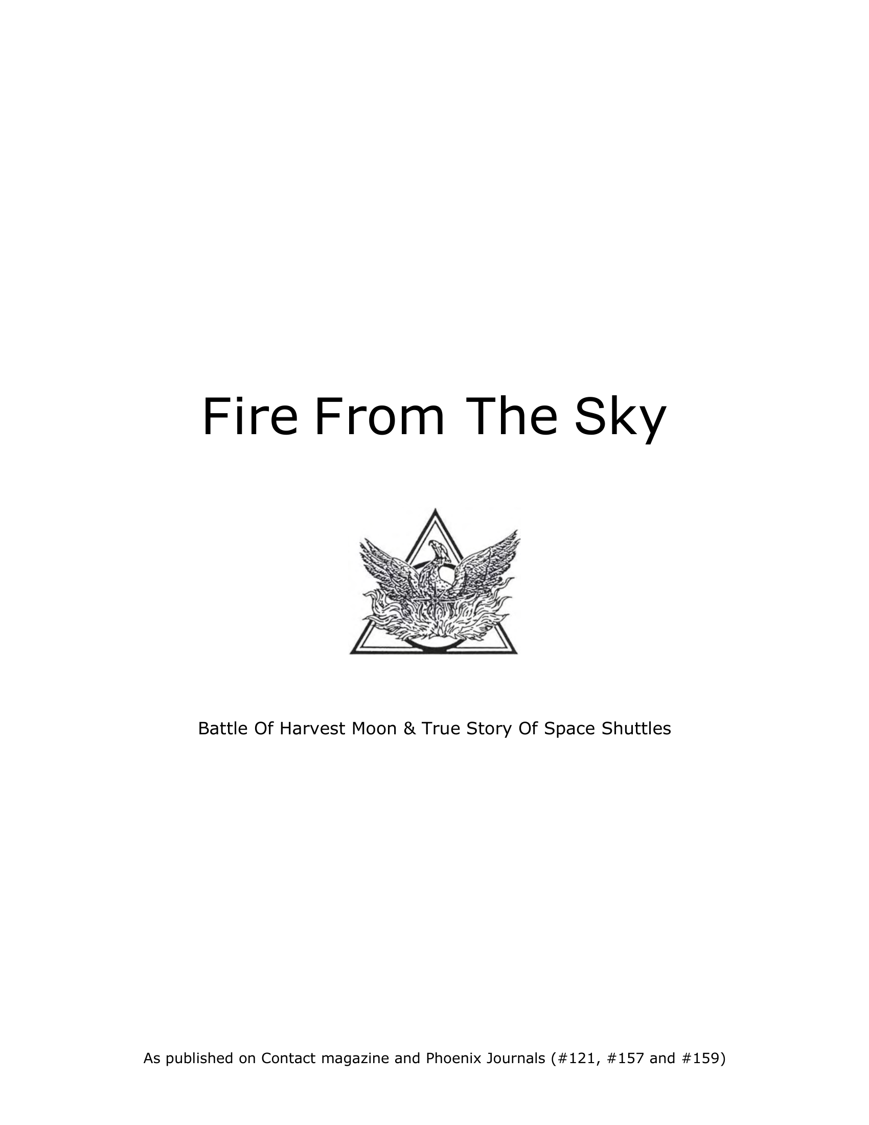 Fire From The Sky Contact Journal