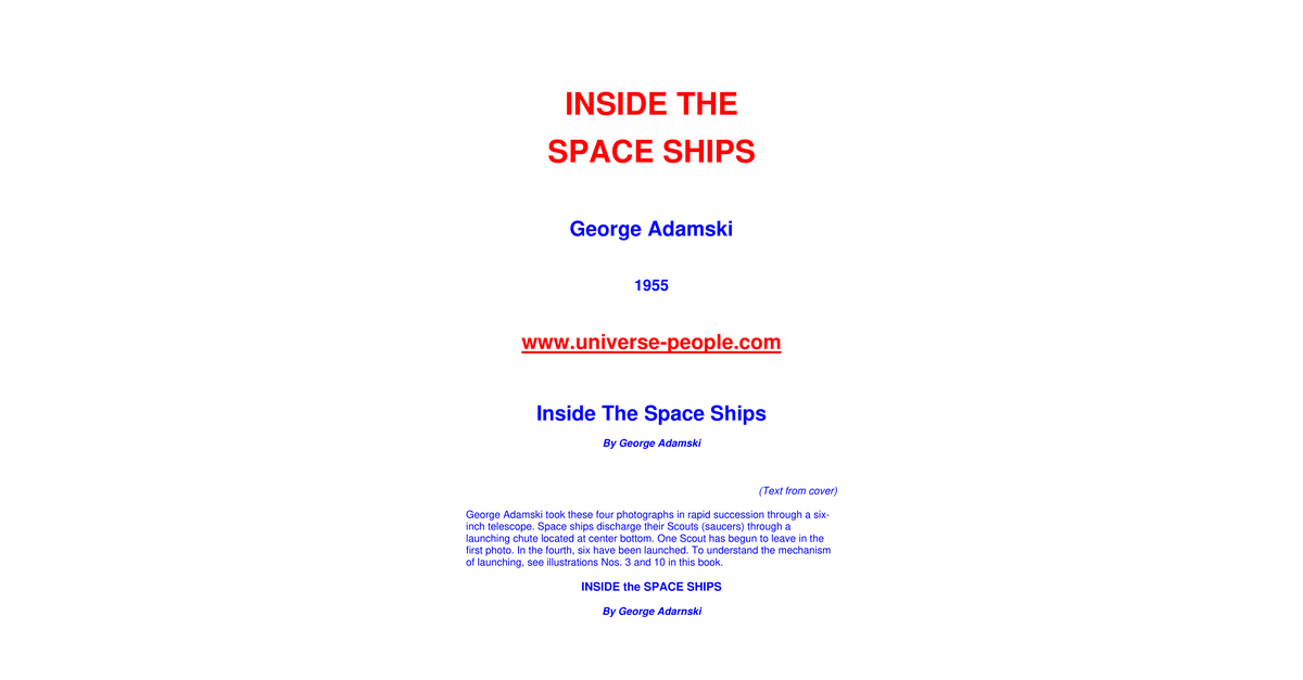 Inside The Spaceships George Adamski
