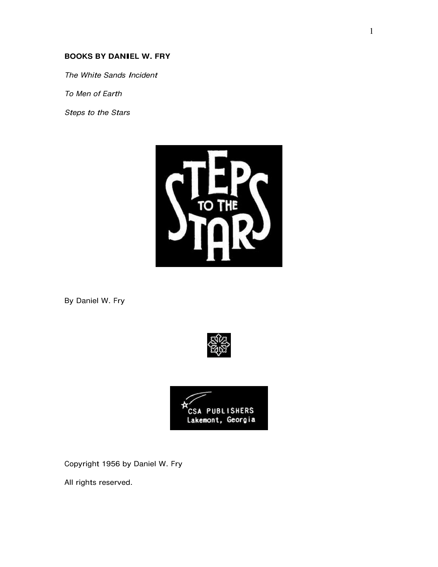 Steps To The Stars Daniel Fry