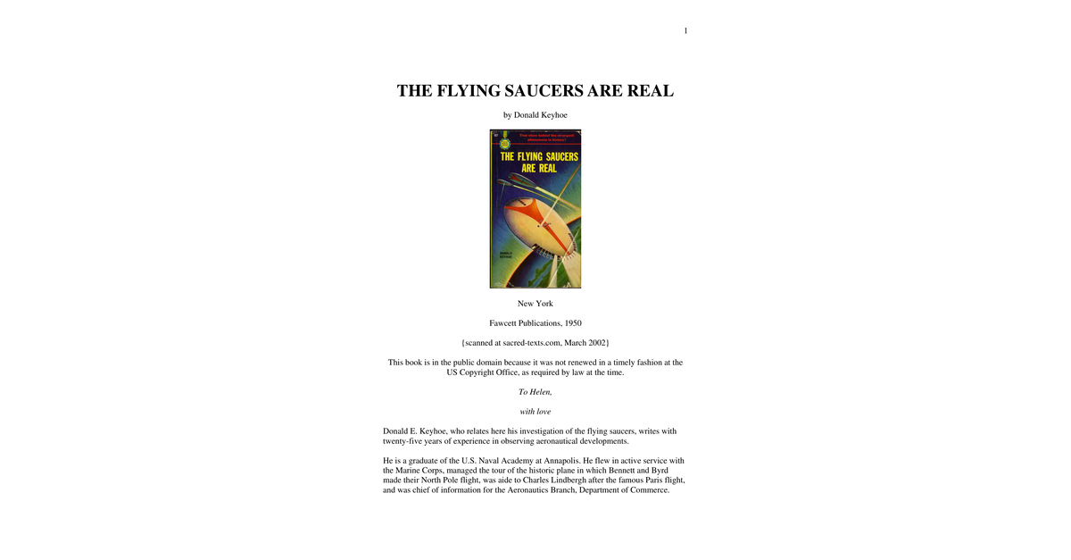 The Flying Saucers Are Real Donald Keyhoe