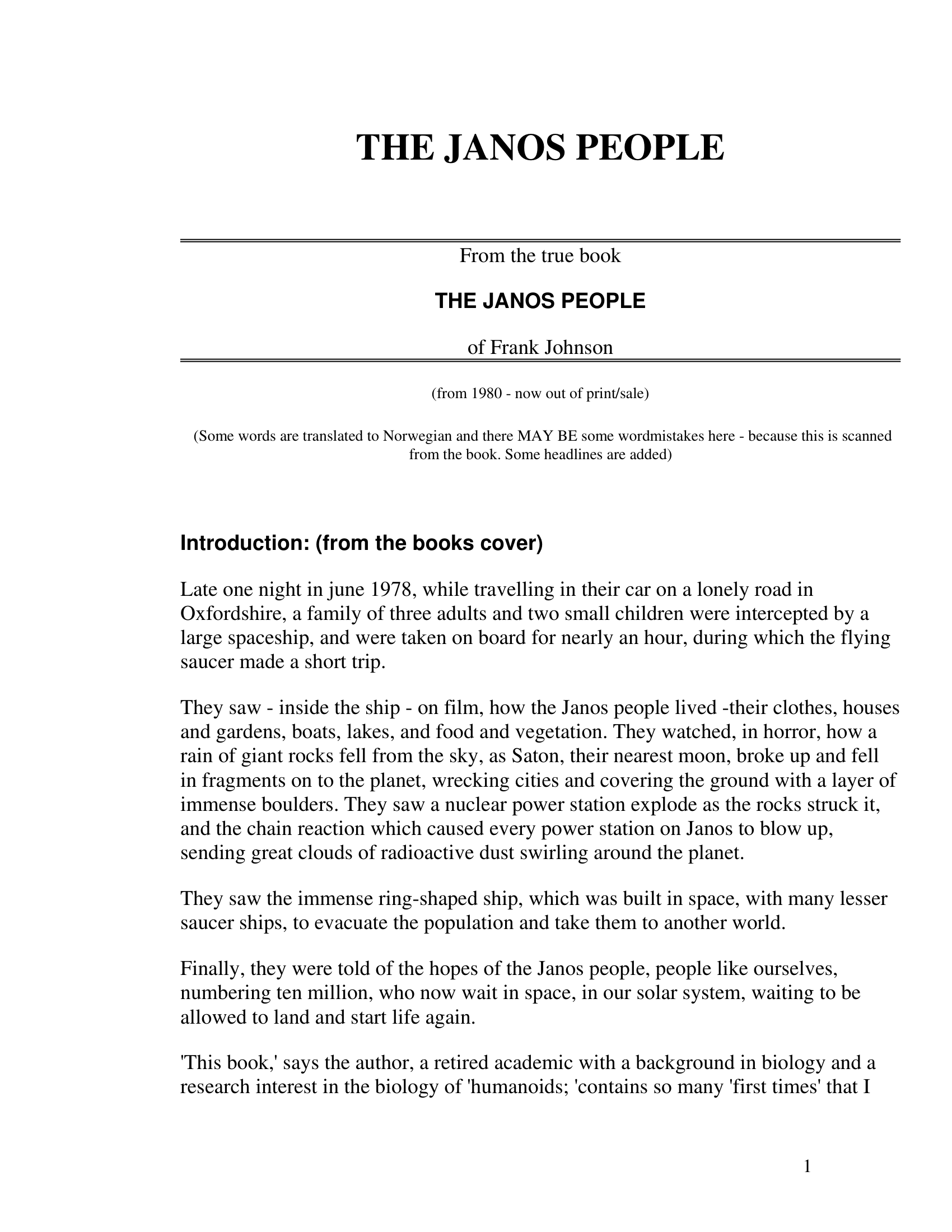The Janos People Frank Johnson
