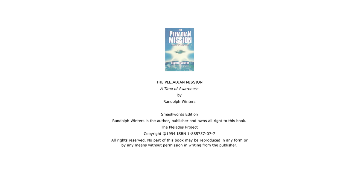 The Pleiadian Mission Randolph Winters