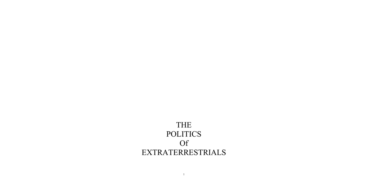 The Politics Of Extraterrestrials Patrick Sullivan