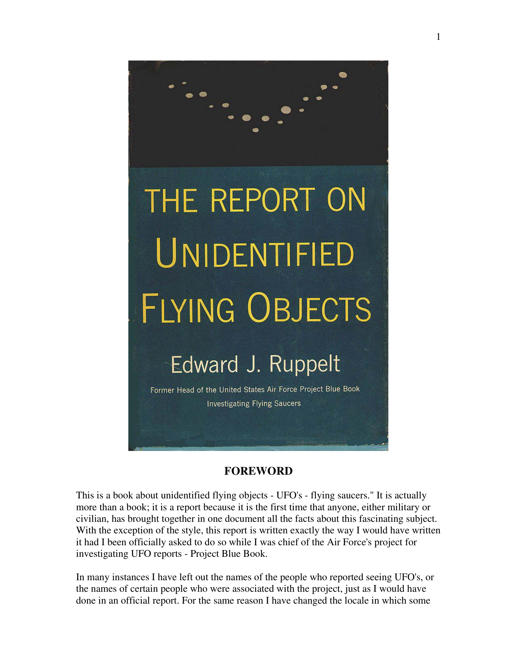 The Report On Unidentified Flying Objects Edward Ruppelt