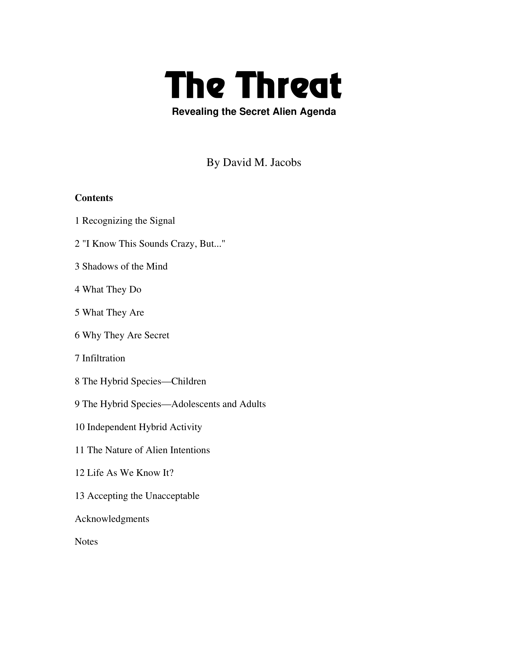 The Threat David Jacobs