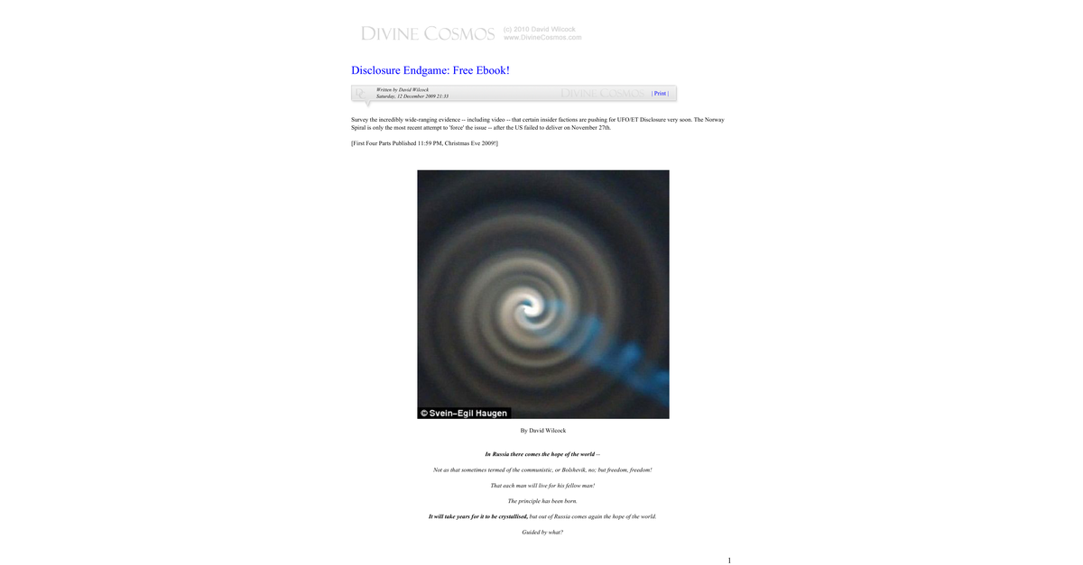 Disclosure Endgame David Wilcock