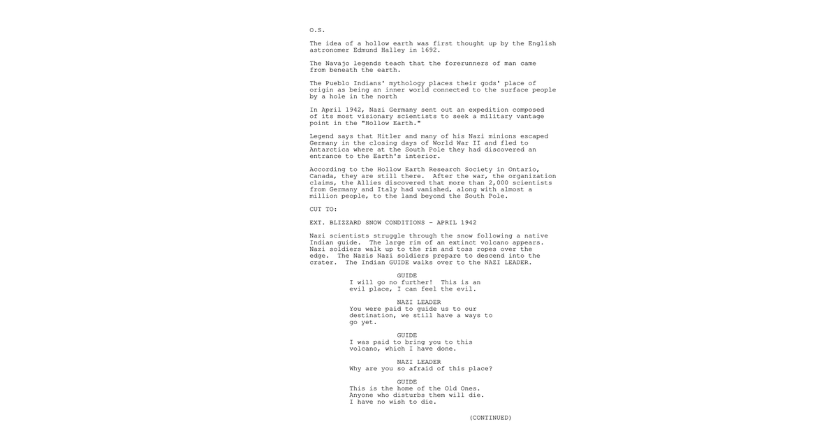 Nazi'S And The Hollow Earth Weird Movie Script