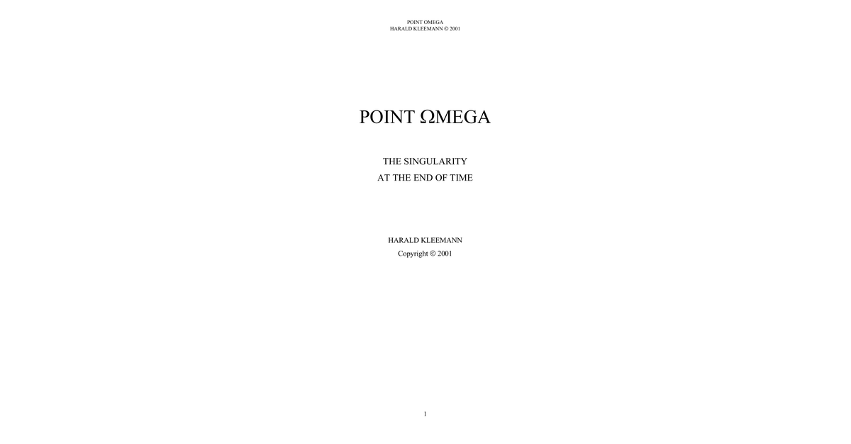 Point Omega Harald Kleeman