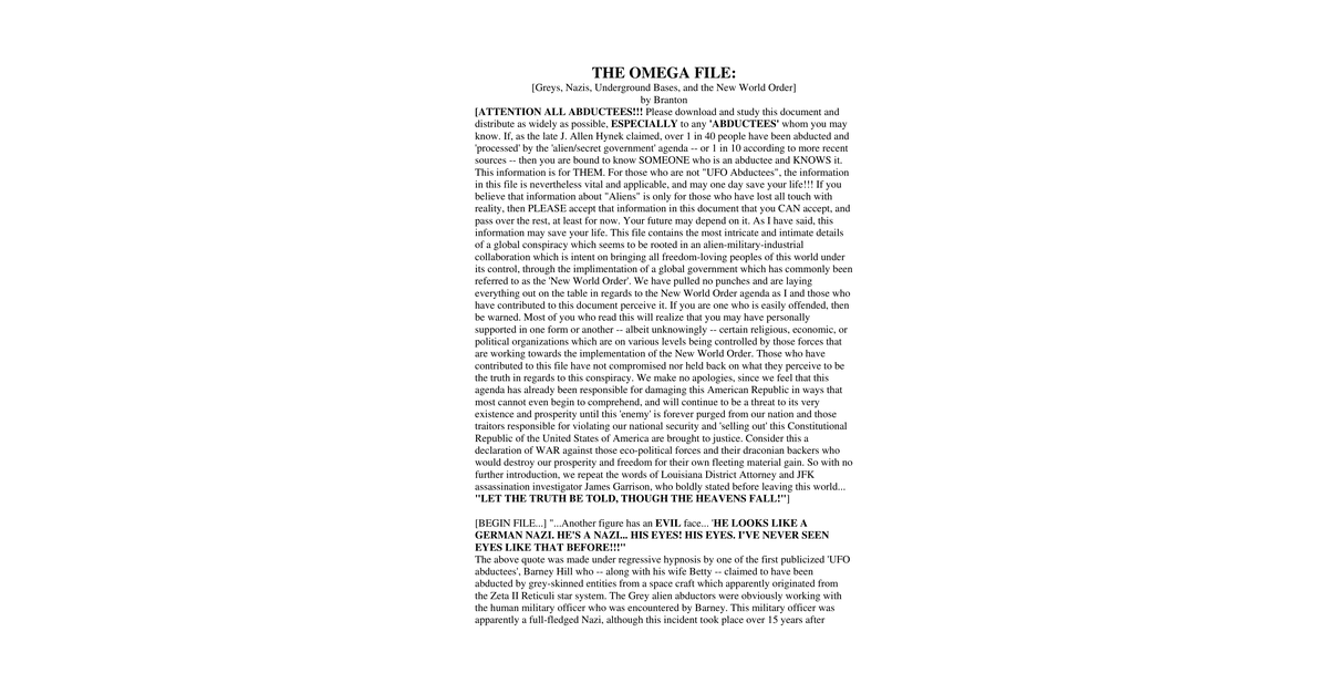 Secret Nazi Conspiracy The Omega File