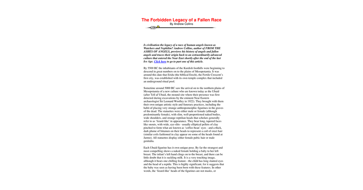 The Forbidden Legacy Of A Fallen Race Andrew Collins