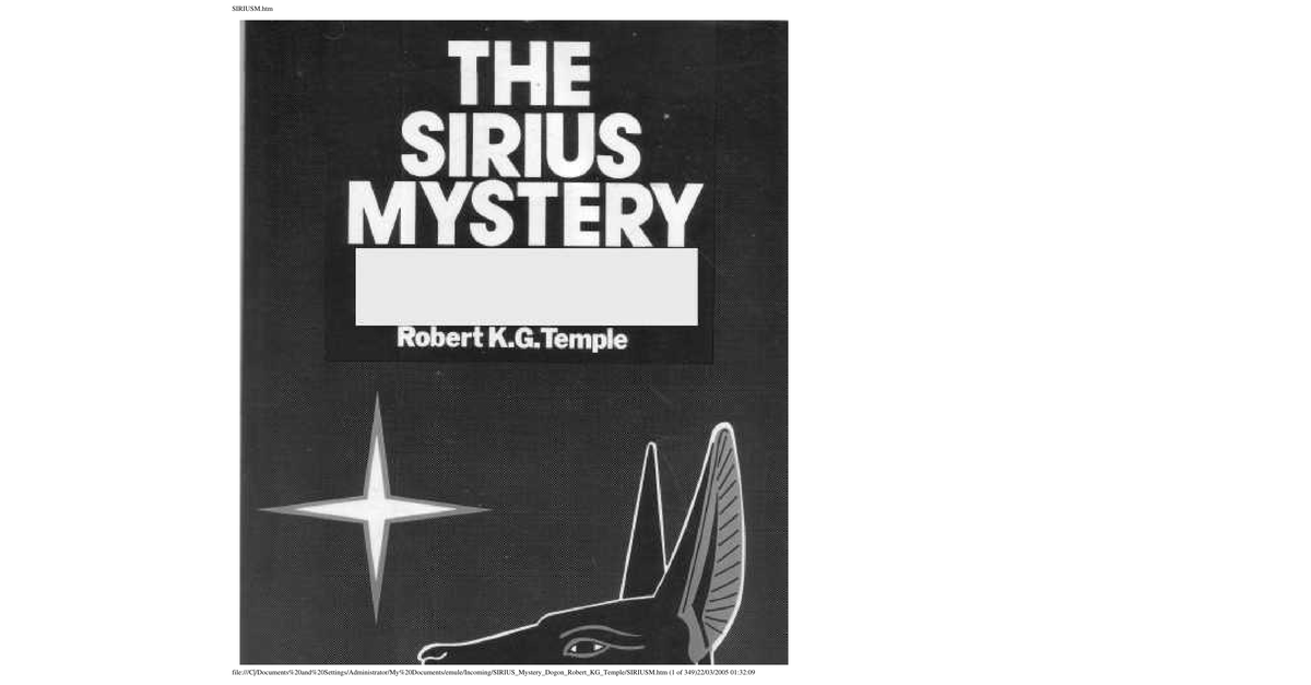 The Sirius Mystery Robert Temple