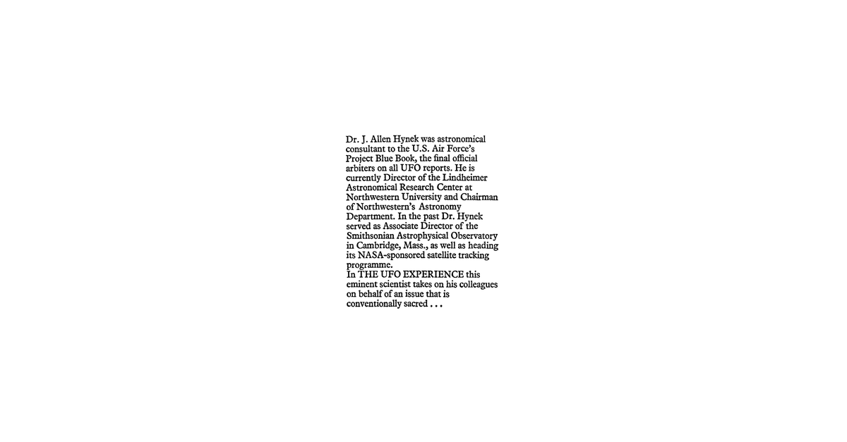 The UFO Experience A Scientific Inquiry J Allen Hynek