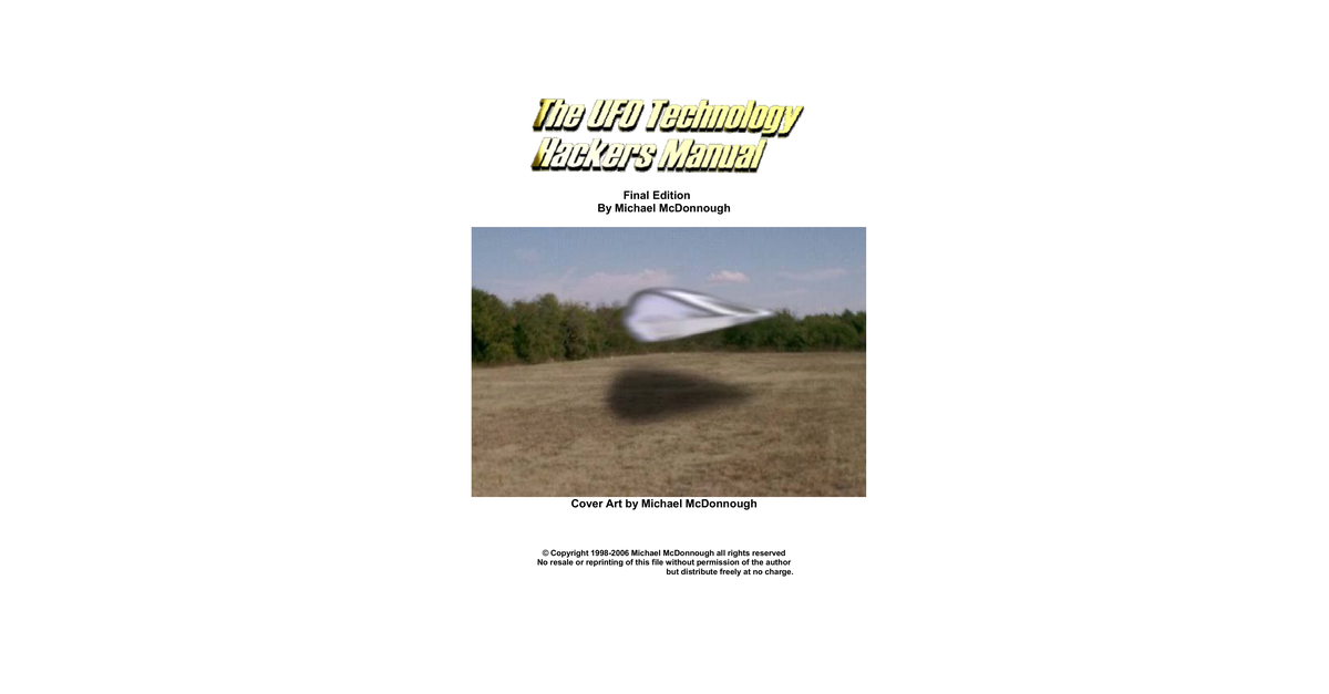 UFO Technology Hackers Manual Michael McDonnough