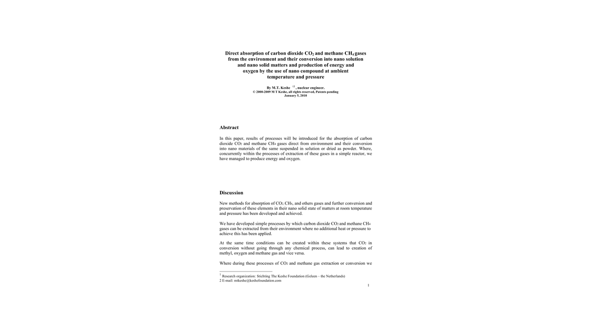 Keshe CO2 Paper