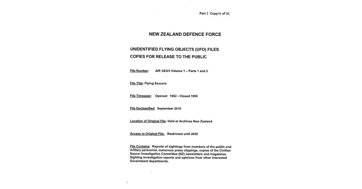 New Zeland Disclosure