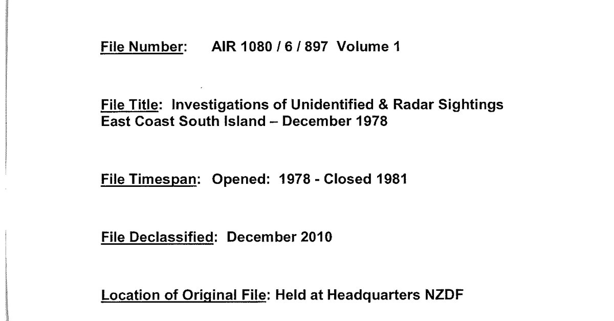 New Zeland Defence Force UFO Disclosure 1978 1981, 206 pages
