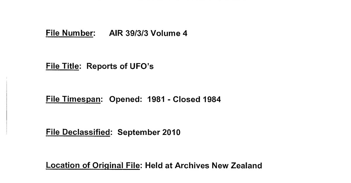 New Zeland Defence Force UFO Disclosure 1981 1984, 185 pages