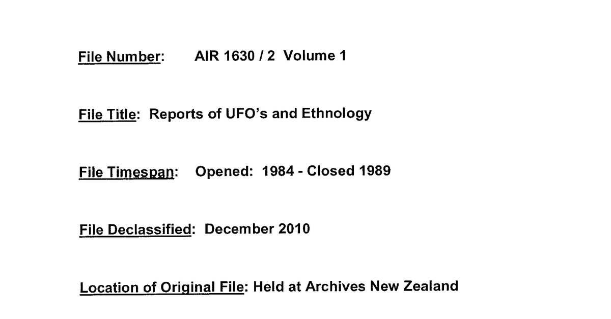 New Zeland Defence Force UFO Disclosure 1984 1998, 133 pages