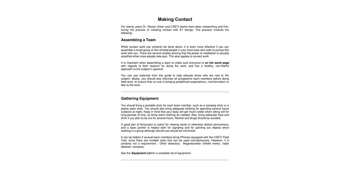 CSETI 01 Making Contact