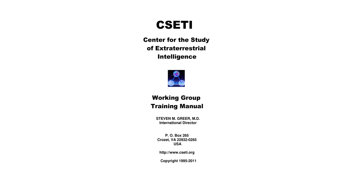 CSETI 02 Working Group Manual How To Form A Working Group
