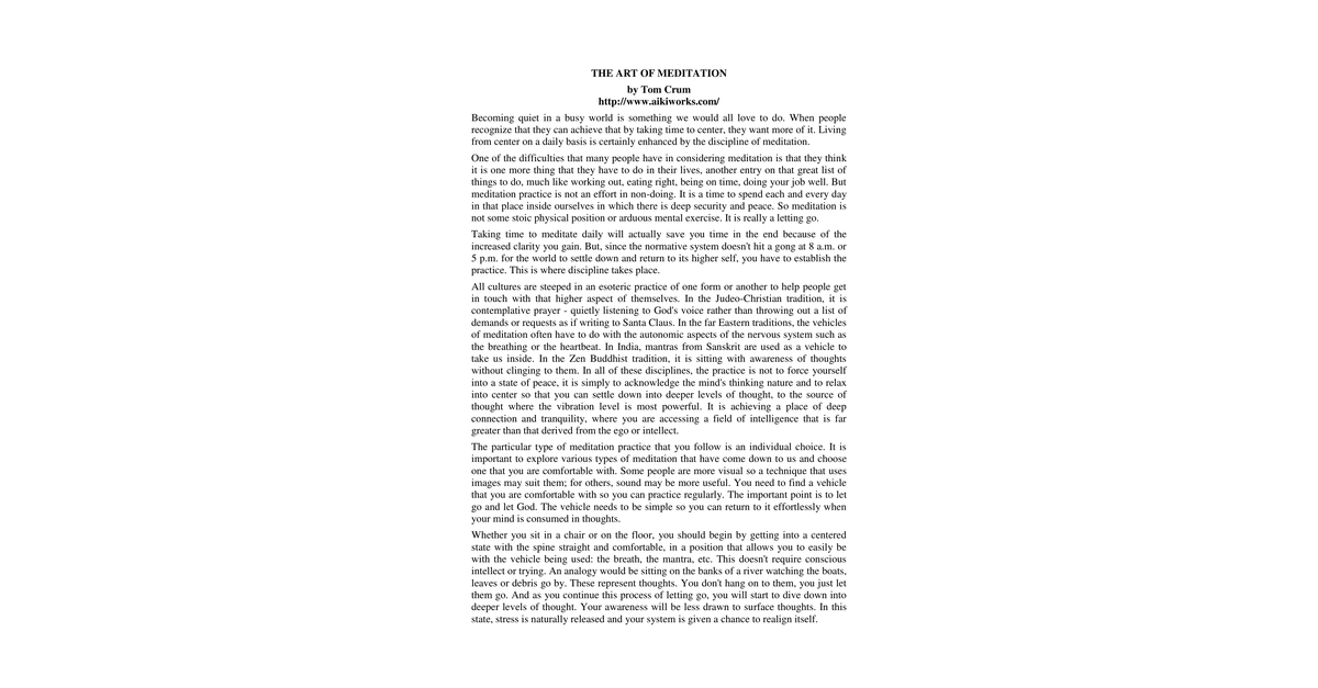 CSETI 13 Some References On How To Meditate