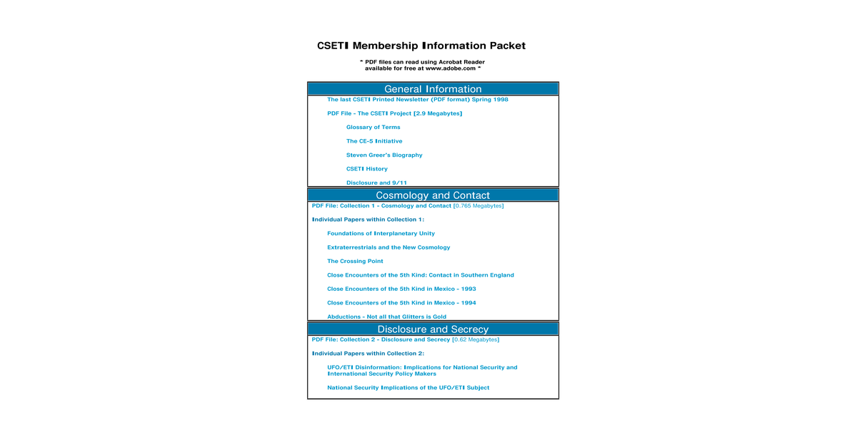 CSETI Membership Information Packet