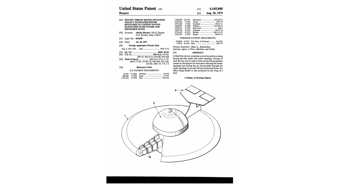 USA UFO Patents 61 80 219p