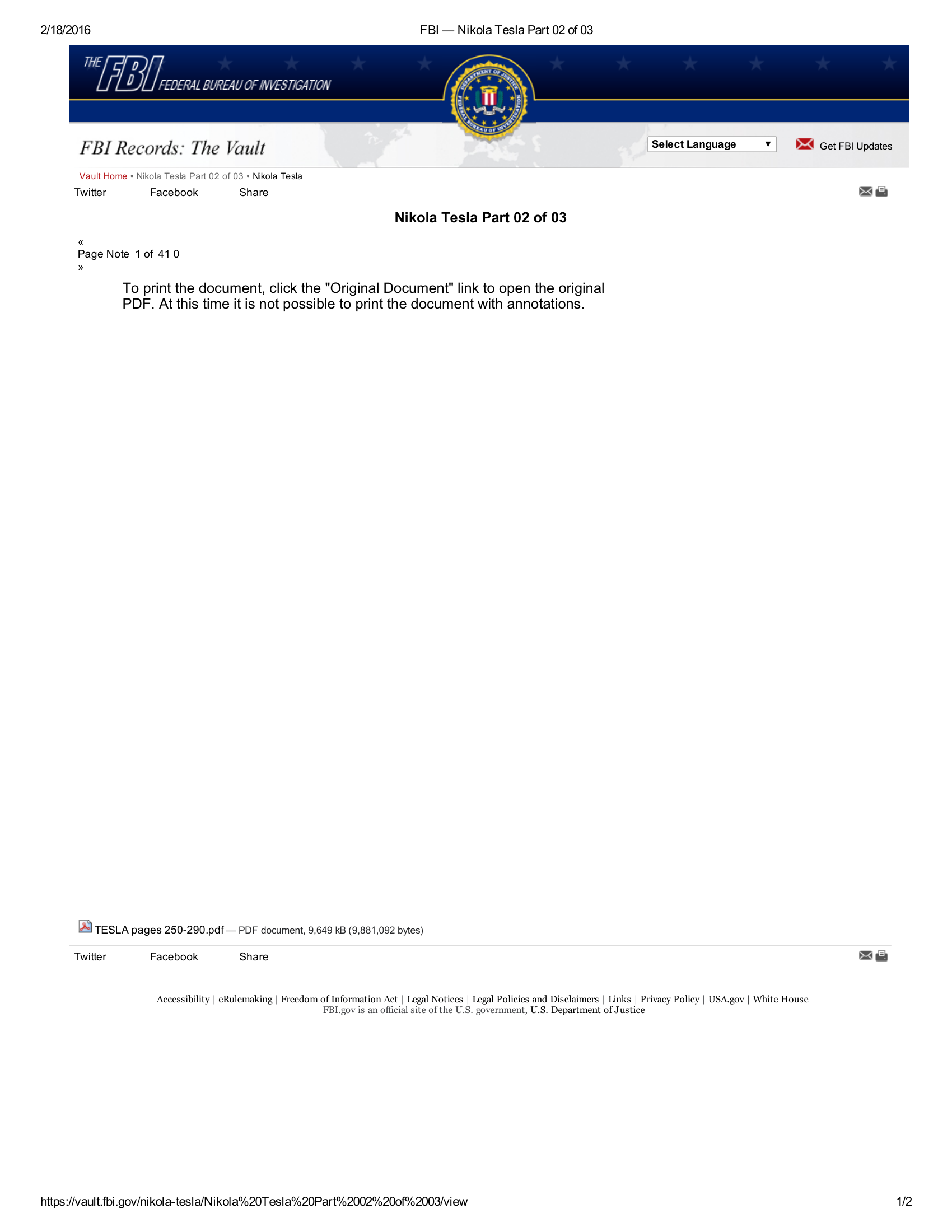 Fbi — Nikola Tesla Part 02 Of 03