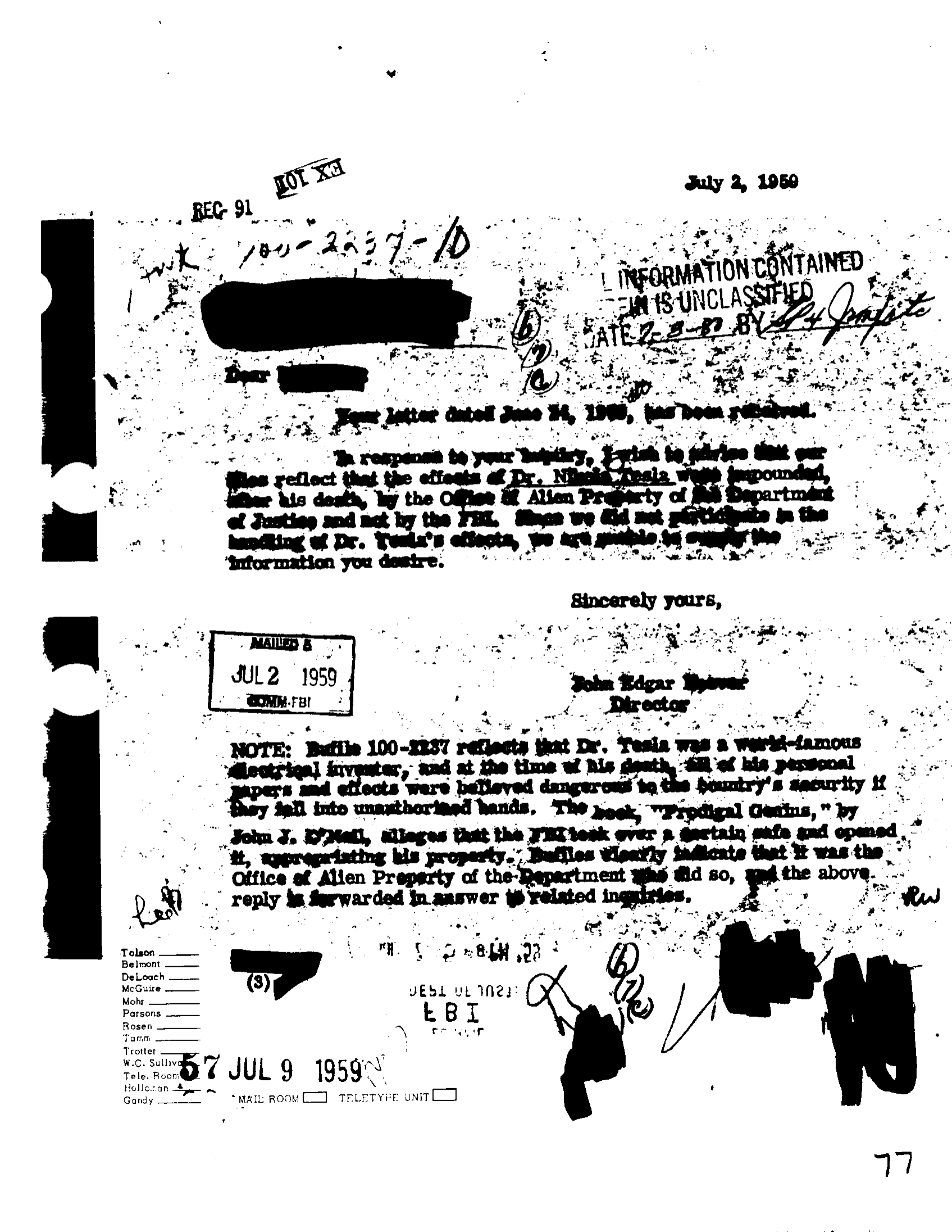 Fbi Files On Nikola Tesla 01