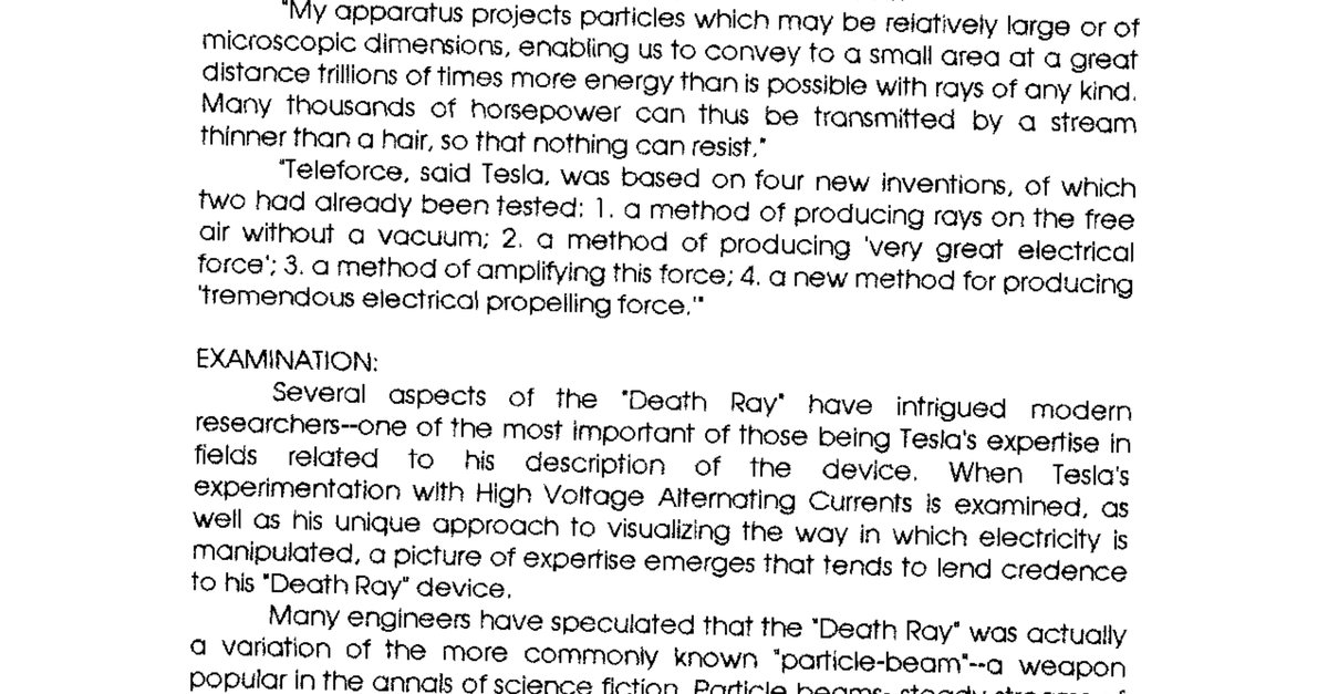 Tesla Death Ray Reconstruction