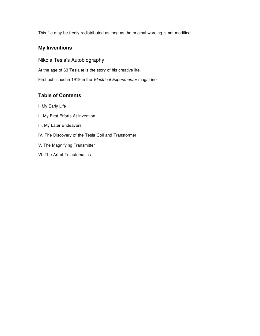 Patent Nikola-Tesla-Autobiography — page 1