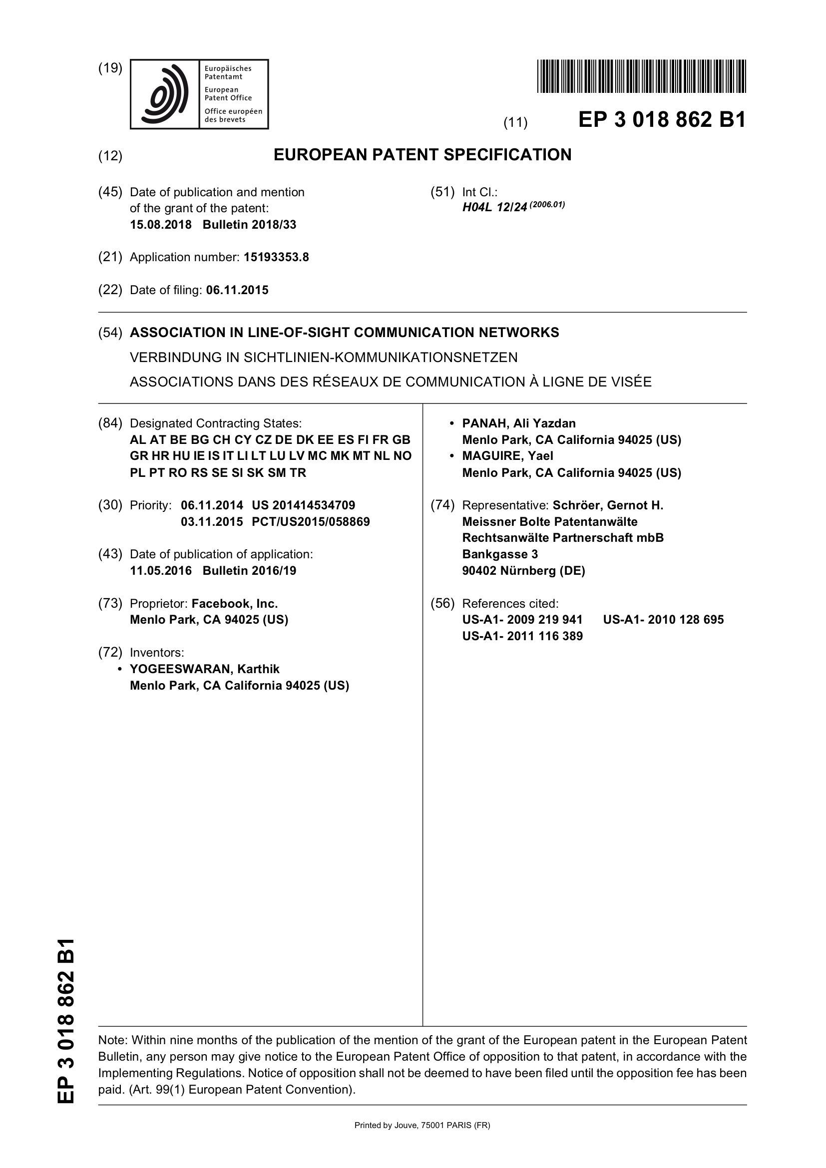 Patent EP_3018862_B1 — page 1