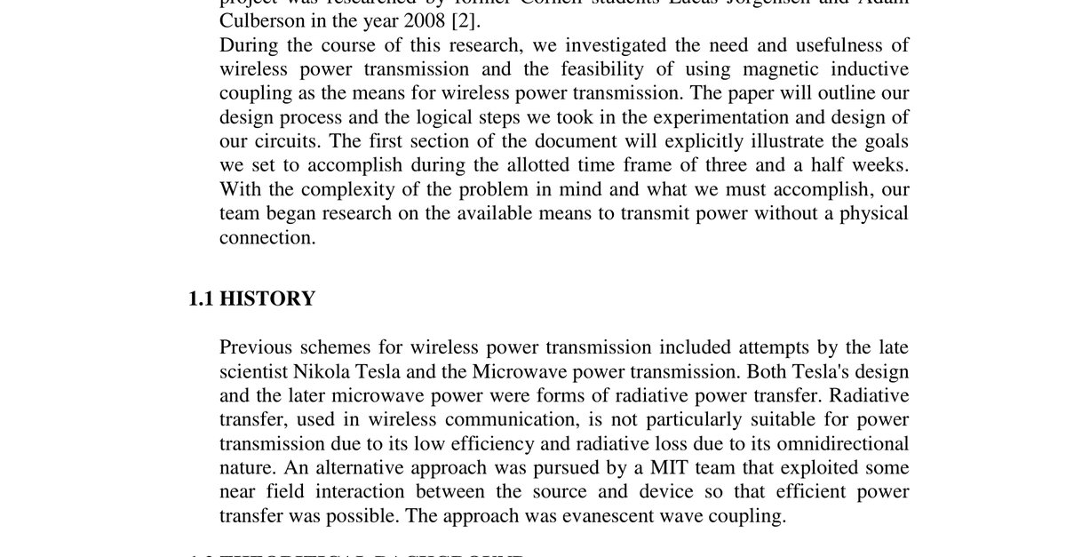 Wireless Power Transmission Using Magnet 1